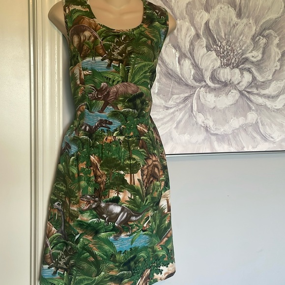 Retrolicious Dresses & Skirts - Retrolicious Jurassic Dinosaur Print Skater Dress
